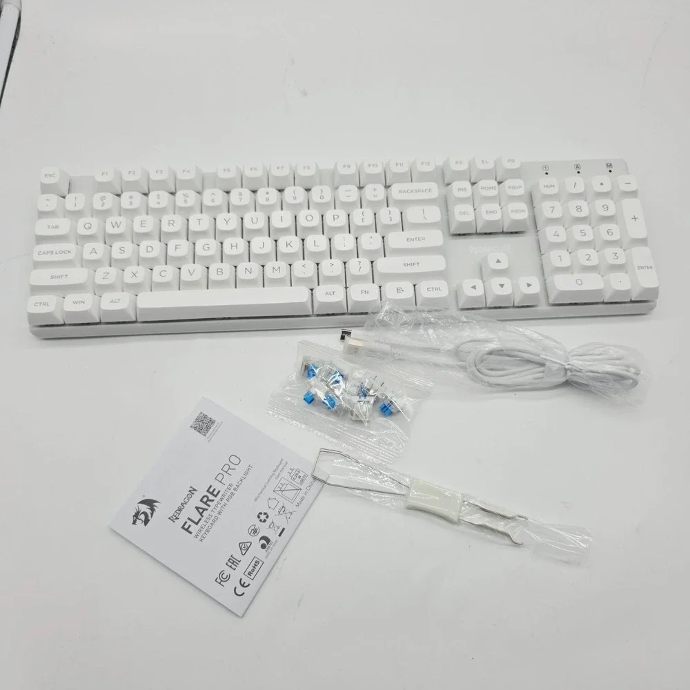 Redragon Flare Pro K710W-RGB Wireless Mechanical Gaming Keyboard White Blue